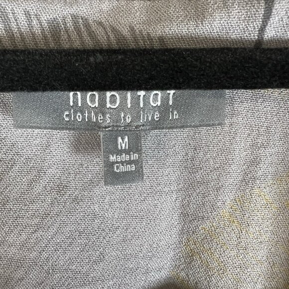 Habitat Top Womens M Gray Yellow Floral Toggle Buttons Tunic Gauzy Lagenlook - Picture 4 of 9